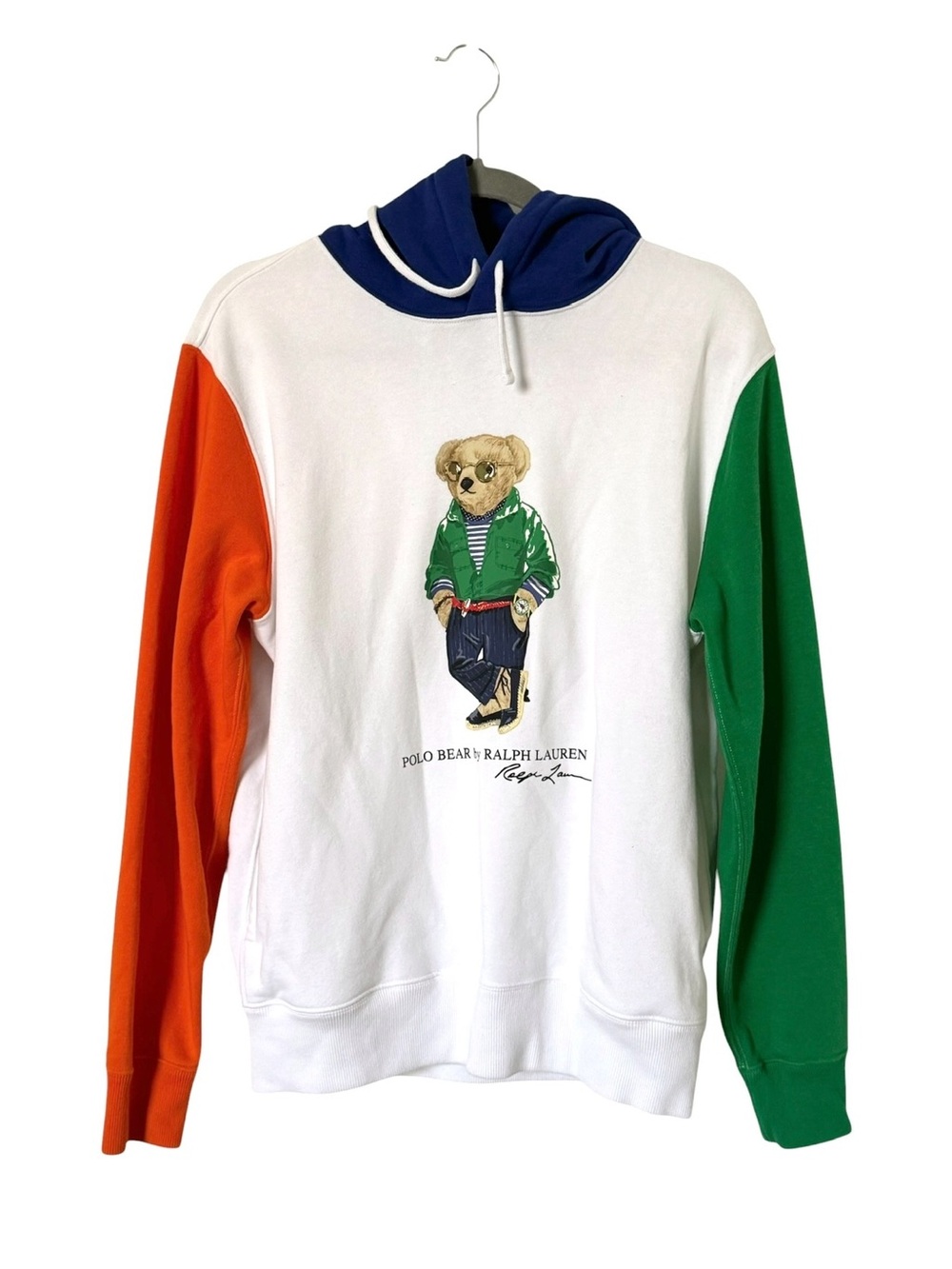 Polo Ralph Lauren Men’s Bear Colorblock Fleece Hoodie - White/Green/Orange/Blue